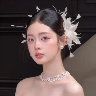 Mới Siêu Cổ Tích Lông Vũ Hoa Rừng Mũ Cưới Cô Dâu Kẹp Tóc