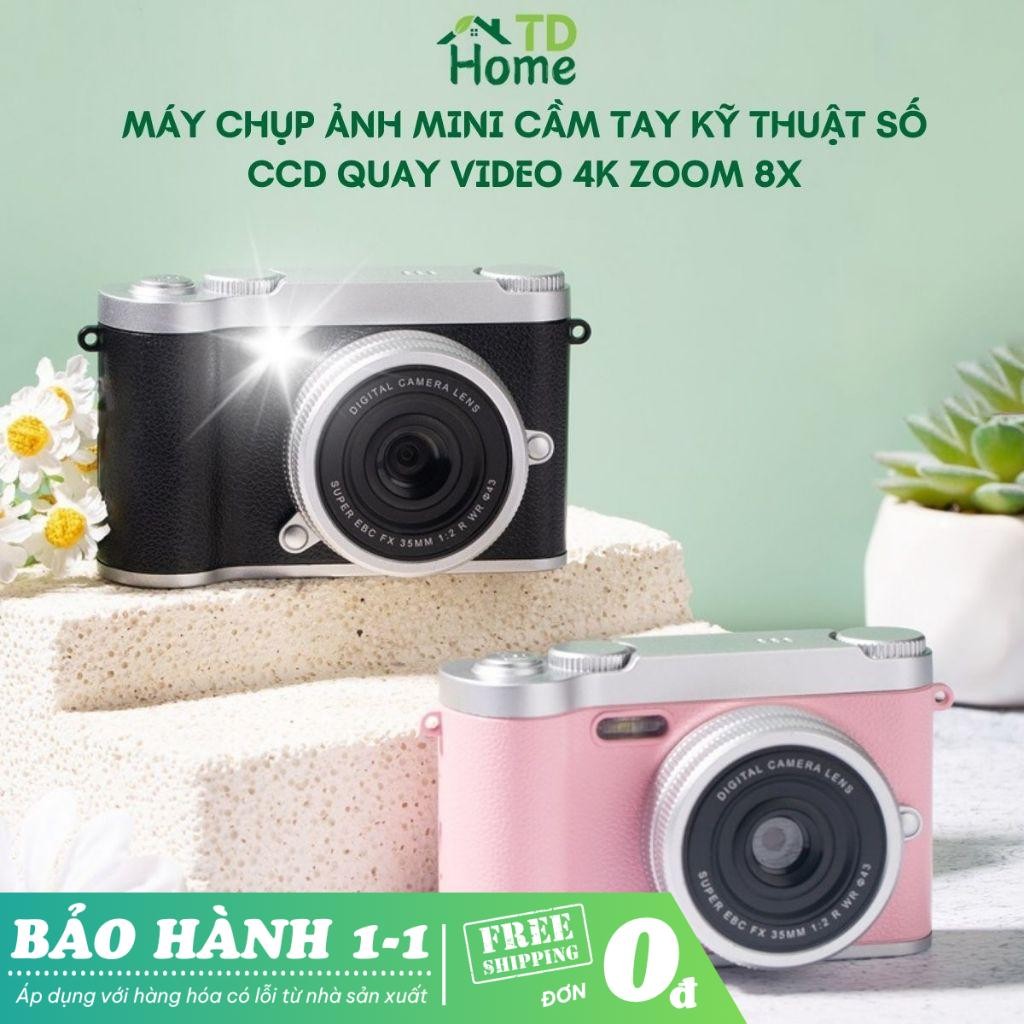 Máy chụp ảnh mini kèm thẻ 512g TDHome retro kỹ thuật số ccd 4k cho học ...