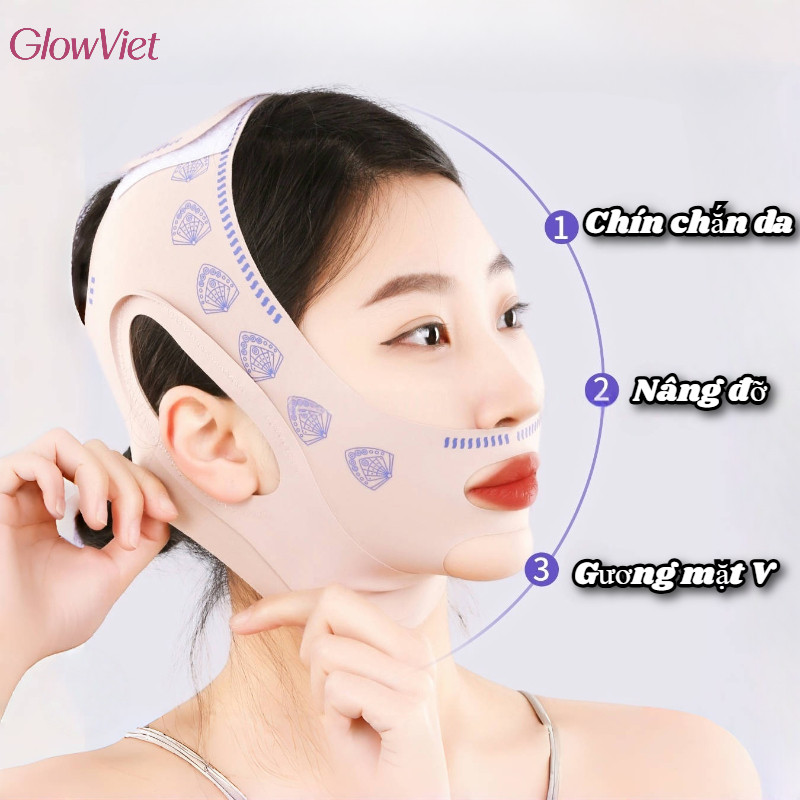 Mặt Nạ Nâng Cơ Mặt Tạo Cằm Chữ v Thon Gọn,Thiết Kế Ôm Khít Cấu Trúc Xương,Ép Kép 360° Định Hình Mặt V-Line