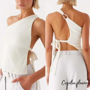 Phụ Nữ Một Vai Tắt Vai Gợi Cảm Mùa Hè Tank Top Màu Trơn Phong Cách Bên Dây Buộc Thường Ngày Tee