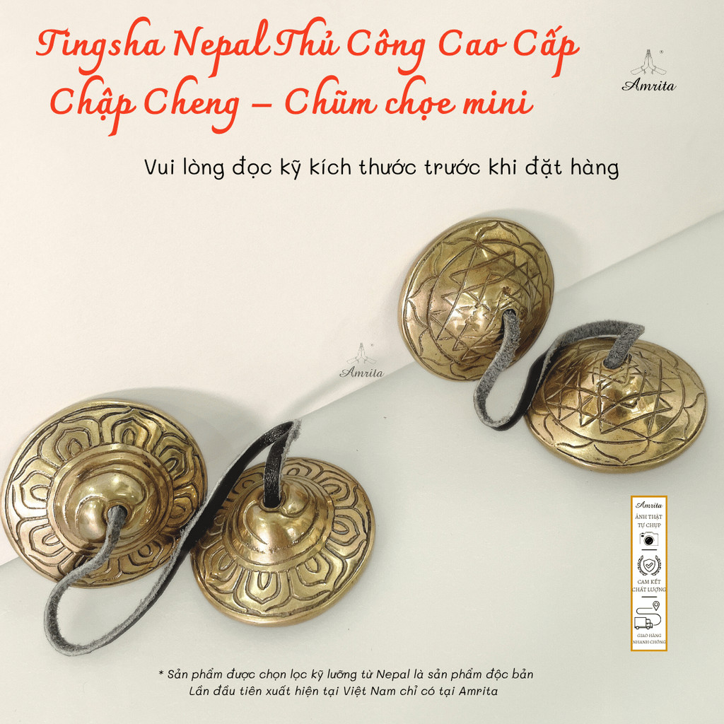 [Amrita] Tingsha Nepal Thủ Công Cao Cấp  Chập Cheng – Chũm chọe mini -CXNP27