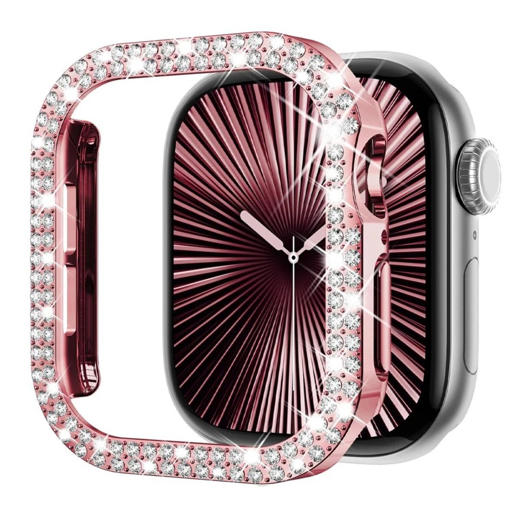 Ốp Bảo Vệ Ốp Lưng PC Kim Cương Giả Kim Cương Giả Cho Apple Watch Series11 / 10 42mm 46mm Ultra3 / 2 / 1 49mm 9 8 7 6 5 4 SE 45mm 41mm 40mm 44mm
