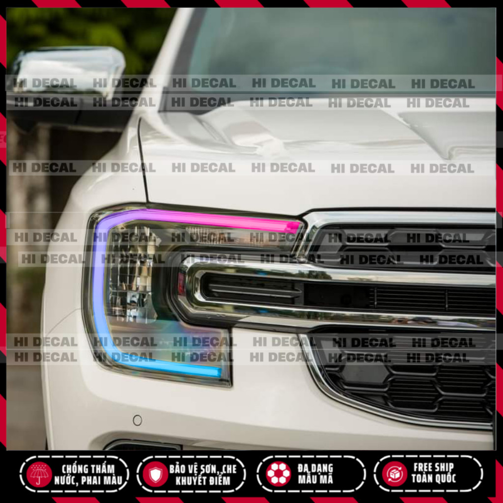 Decal dán đổi màu đèn Ford Ranger, Everest: Tem dán đèn Ranger, Everest đời mới, Tem trang trí cao cấp chống thấm nước