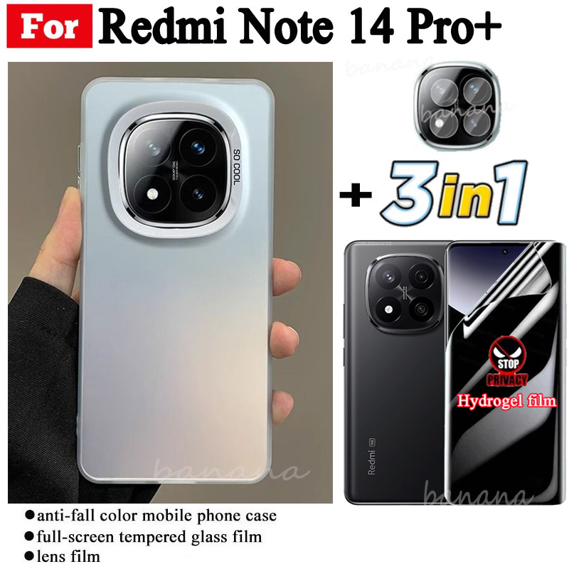 Ốp điện thoại chống sốc Redmi Note 14 Pro + có vòng sắt nam châm cho Redmi Note 14 Pro Note 14 Note 13 Phim mềm Hydrogel riêng tư + Phim ống kính máy ảnh
