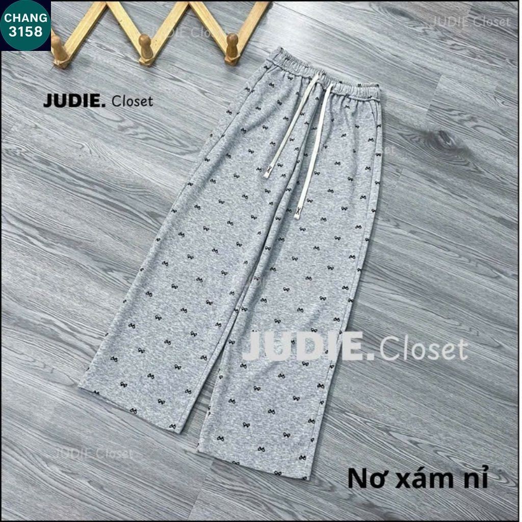 Quần Suông In Họa Tiết, Quần dài ống rộng cạp chun chất cotton mềm rủ mát lạnh-CHANG3158