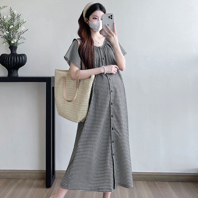 Váy kẻ sọc khí chất dáng rộng mùa hè