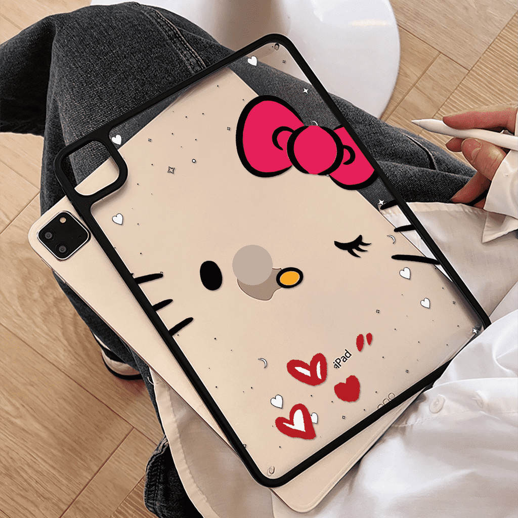 Ốp Lưng Acrylic Cứng Nơ Đỏ Cho Mini6 Mini7 A17Pro IPad 5 6 7 8 9 10 11 A16 Air 2 3 4 5 6 Air 11 M2 Pro10.5 10.2 "Pro11 2018 2020 2021 2022 M4 Pro13 2024 2025