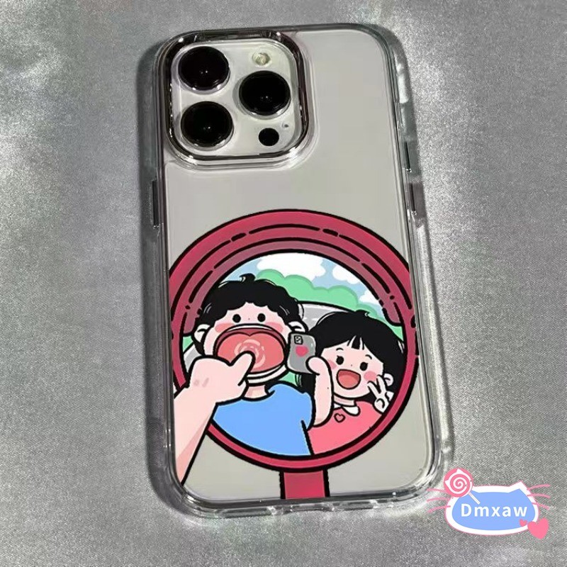 Ốp Điện Thoại Cặp Đôi Dễ Thương Cho iPhone 16E 16 Pro Max 15 14 Plus 13 12 Mini 11 Pro Max X XR XS Max 8 7 6 6s Plus SE2 SE3 Vỏ Phim Hoạt Hình Vui Nhộn Vỏ Chống Sốc