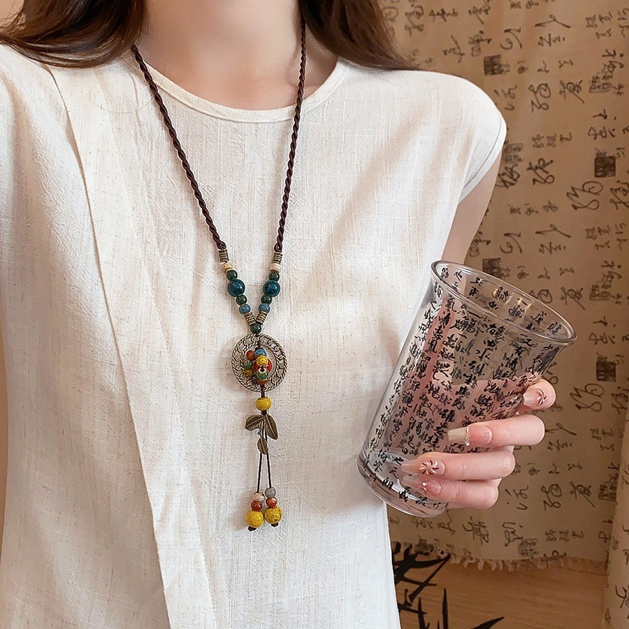 Dây sáp phong cách Boho bướm sao biển mặt dây chuyền vòng cổ retro dễ dàng phù hợp với vòng cổ dài phụ kiện thời trang dành cho nữ