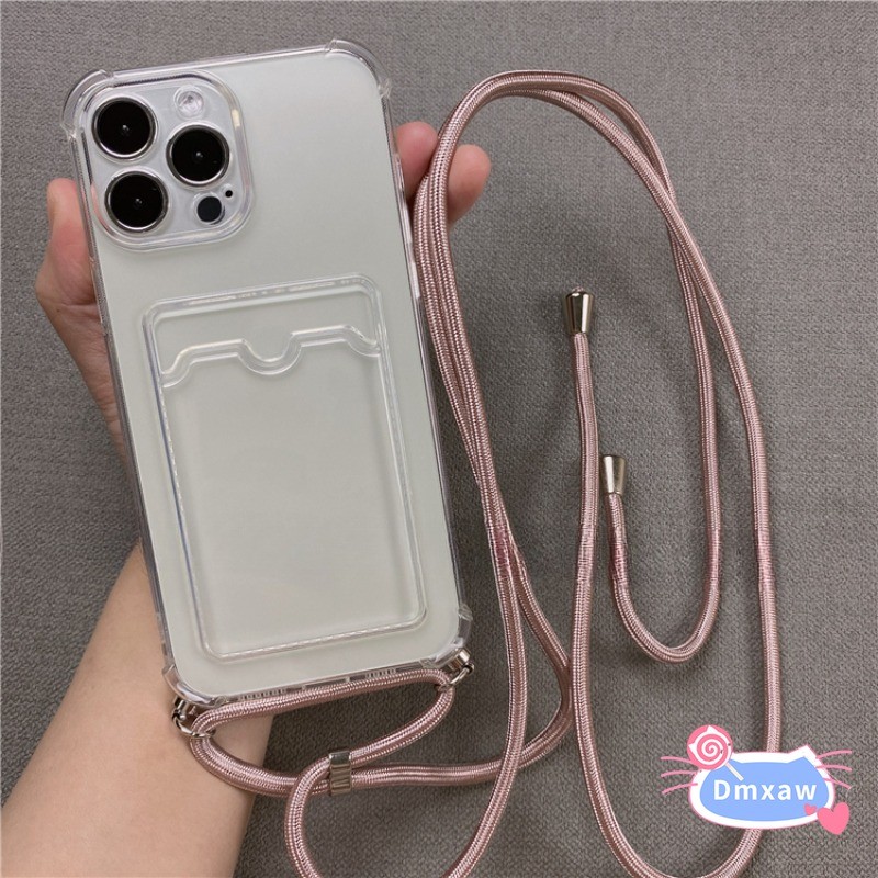 Có Dây Đeo Ngang Trong Suốt Ốp Lưng Điện Thoại Redmi Note 14 13 12 Pro 14 13 12 Pro Plus 5G 4G Vỏ Đựng Thẻ Mềm Có Dây Đeo Màu Trơn