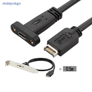 VHDD 1 Cái Type-E Sang USB-C Type C Nữ Kết Nối Dây Cáp Nối Dài Có Bảng Điều Khiển Gắn Vít 30 / 50cm USB 3.2 Bảng Điều Khiển Trước Đầu VN