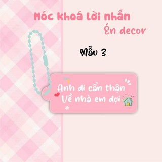 Móc khoá lời nhắn nền hồng  sieu cute