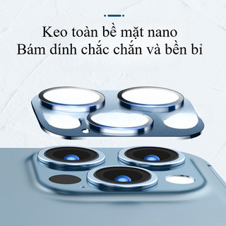 Kính camera iPhone viền nhôm chống chói giữ nét HD cho iPhone 11 12 13 14 15 16 17 Pro Max 17 Air