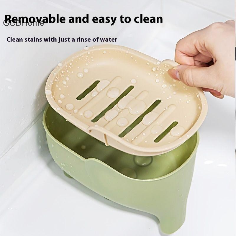 GCDHome 1 / 4 Hộp Xà Phòng Hai Lớp Sáng Tạo Voi Dễ Thương Phòng Tắm Phụ Kiện Trang Trí Nhà Cửa Trẻ Em Chống Thấm Nước Thoát Giá Nóng