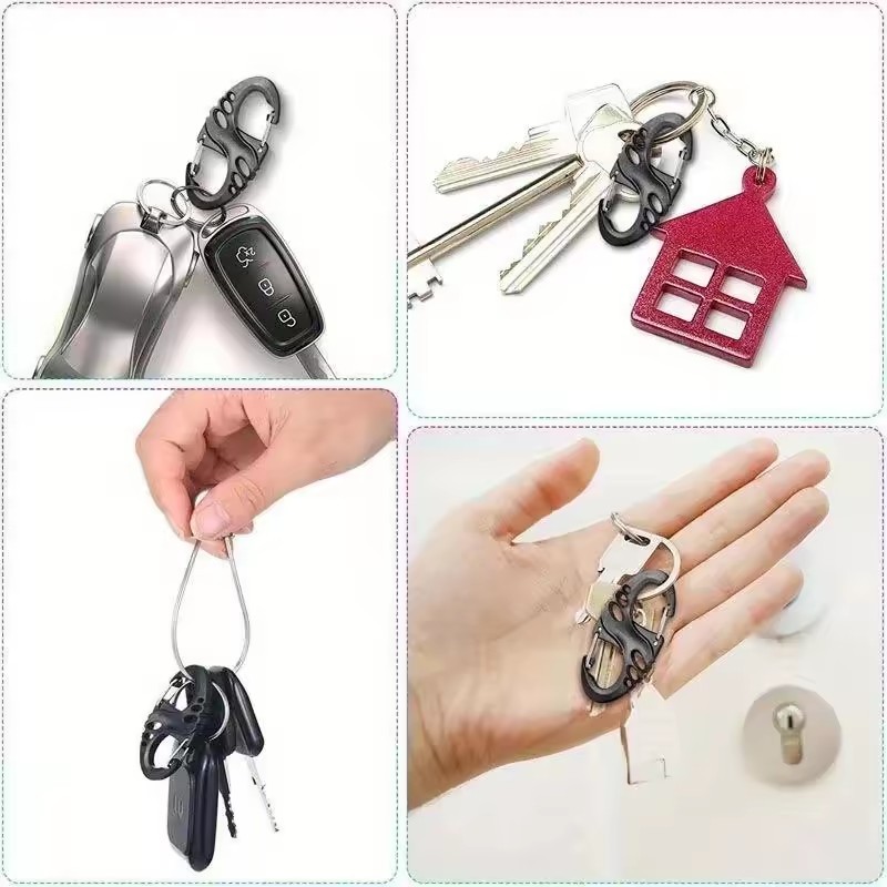 2 / 4 Ba Lô Cắm Trại Di Động Hình Chữ S Khóa Móc Khóa Ngoài Trời Paracord Dây DIY Phụ Kiện