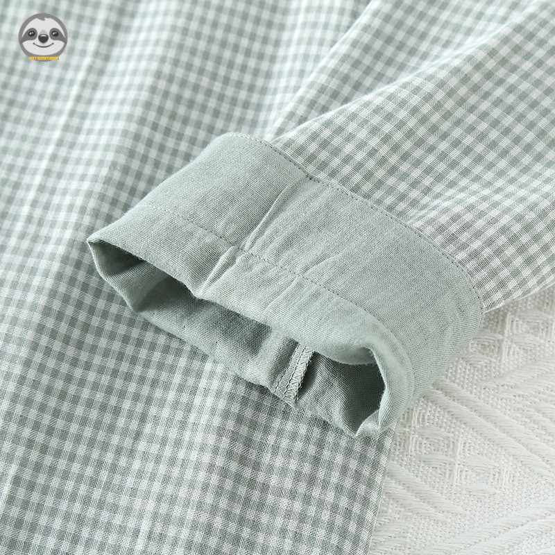 Phong cách Nhật Bản Muji Style / Bộ đồ dài tay kẻ sọc bằng sợi Cotton nguyên chất dành cho nam / Có thể mặc bên ngoài P dài tay phong cách mỏng