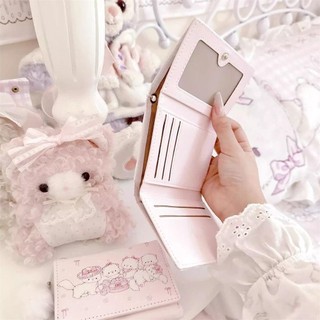 Ví đựng tiền xu RATTANCO, Ví ngắn có thể gập lại bằng da PU, Túi đựng tiền đa năng in hình mèo Kawaii màu hồng di động dành cho nữ du lịch
