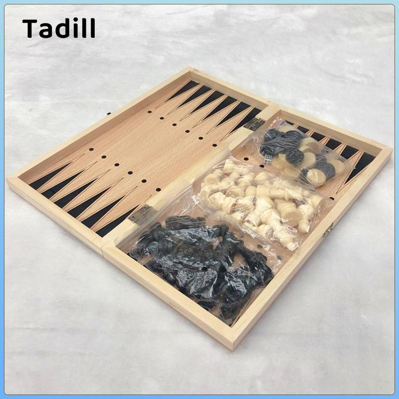 Bộ gấp cao cấp Tích hợp thêm miếng tròn - Cờ vua quốc tế và Trò chơi bảng Backgammon 3 trong 1