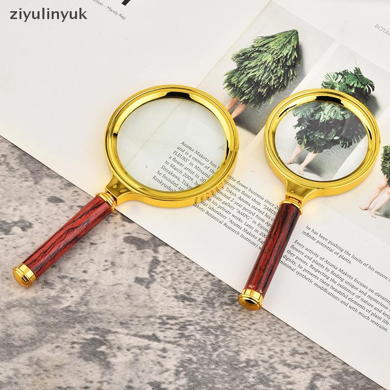 Ziyulinyuk 10X Kính lúp cầm tay bằng gỗ gụ cổ Ống kính 60mm-100mm dành cho khoa học và người cao tuổi EN