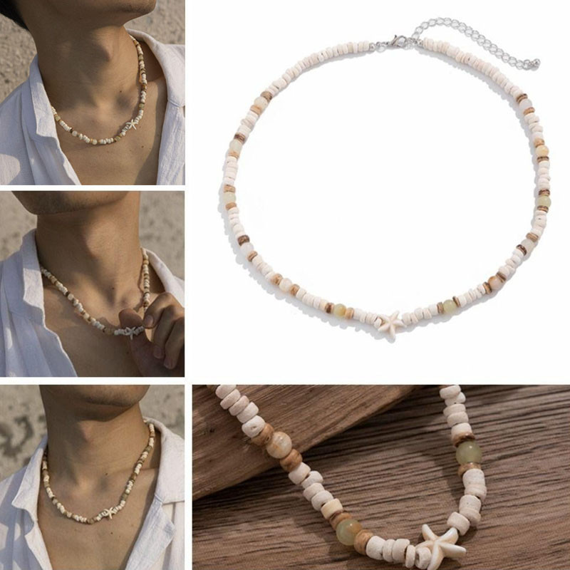 Vòng Cổ Ôm Dừa Bohemian Sao Biển Choker, Mùa Hè Đi Biển Lướt Sóng Tự Nhiên Nối Nam Xương Đòn Dây Chuyền Nam Quà Tặng
