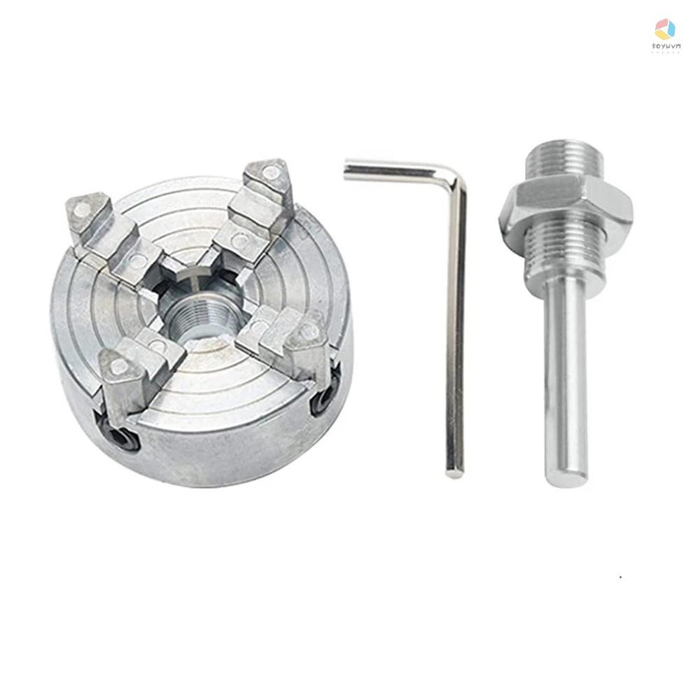 Hợp kim kẽm 4-Jaw Chuck Thanh kết nối Tự định tâm Gỗ Xoay Chuck Phụ kiện kẹp tùy chọn cho máy tiện kim loại Mini