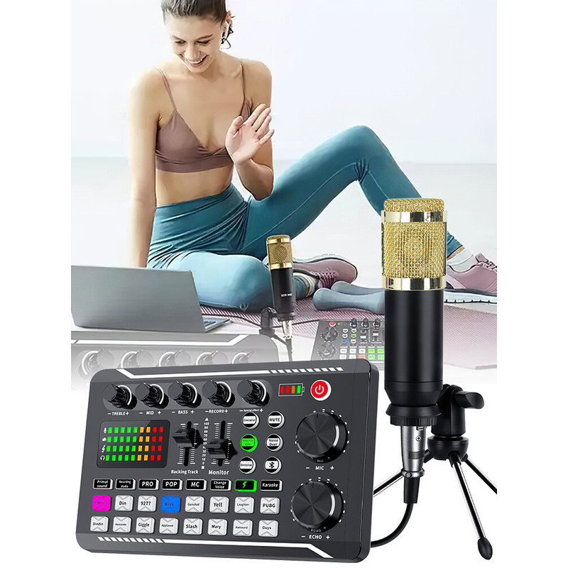 Thiết bị Podcast Gói Micro Condenser Bộ trộn âm thanh Bộ ghi âm phòng thu
