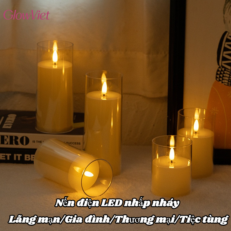 Nến Điện LED Đu Đưa Tự Động,Hiệu Ứng Lửa Thật,Dùng Cho Đám Cưới, Sự Kiện & Quay Phim,Tạo bất ngờ tỏ tình