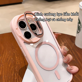 Ốp lưng iPhone chống sốc chống trầy kèm giá đỡ camera, hỗ trợ sạc từ tính cho iPhone 11 12 13 14 15 16 Pro Max