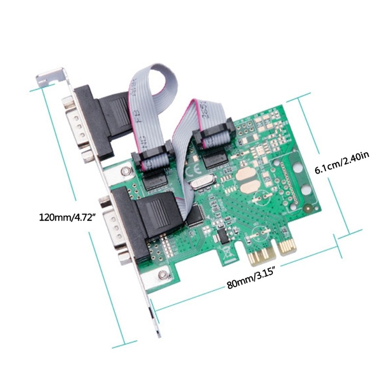 PCIE 2 Port Serial Expansion Card PCI for Express PCI-E to DB9 x2 RS232 COM Adap