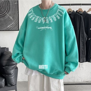 Áo Sweater Chữ Cổ Cổ Tròn Sweater  From Rộng Phong Cách Nam Nữ Phom Rộng Phong Cách -Nam Nữ Top Women Menswear