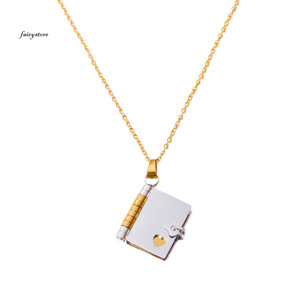 Fairystore| Vòng cổ hợp kim Vòng cổ không bong bóng Vòng cổ mặt dây chuyền sách cổ điển dành cho nữ Dây chuyền áo len sành điệu Trang sức để mặc và tiệc hẹn hò Phụ kiện độc đáo cho Đông Nam Buye