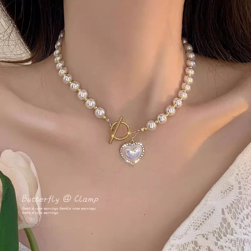 Vòng cổ nữ ngọc trai giả Hàn Quốc 2026 Vòng cổ hoa phong cách mới