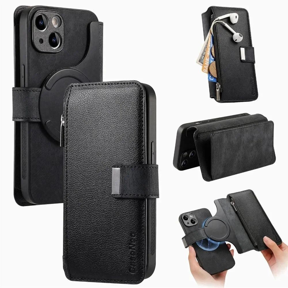 2 Trong 1 Có Thể Tháo Rời Dây Kéo Thẻ Solt Ví Điện Thoại Dành Cho iPhone 17 16 15 14 Plus 13 12 11 Pro XS Max XR 7 8 Plus Bao Da