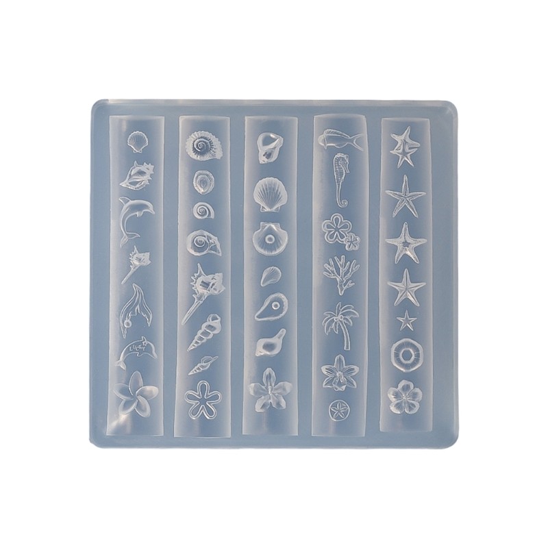 Wellb Silicone Móng Tay Nghệ Thuật Khuôn Phụ Kiện Khuôn Móng Tay Khuôn Trang Trí Biển Series Kết Cấu Silicon Hoàn Hảo Cho Nhiều Móng Tay Ty
