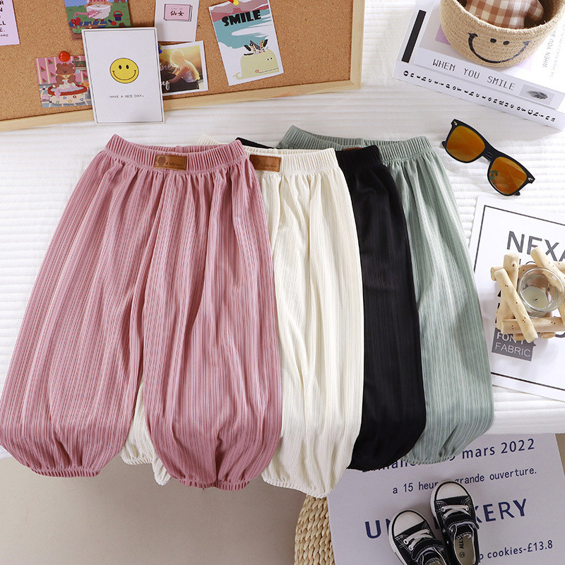 Trẻ Em Mùa Hè Băng Lụa Muỗi Thoáng Khí Bloomers Mỏng Phong Cách Bé Trai Bé Gái Quần Vừa Lớn Trẻ Em Quần 8O-170 Kích Thước LB3C