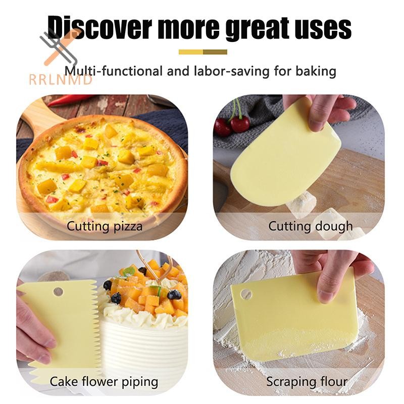 RRLNMD 3 Chiếc Kem Cạp Phù Hợp Với DIY Nhà Bếp Thẳng Hình Răng Kem Cắt Bánh Mì Bánh Nhựa Bánh Ngọt Cạp Nướng Bánh Fondant Dụng Cụ MỚI