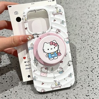Ốp bảo vệ chân đế họa tiết mèo mua sắm màu hồng cho iPhone 11 12pro 13promax 15pro 15promax 14 14promax 14pro 16 pro max 16 plus wave case