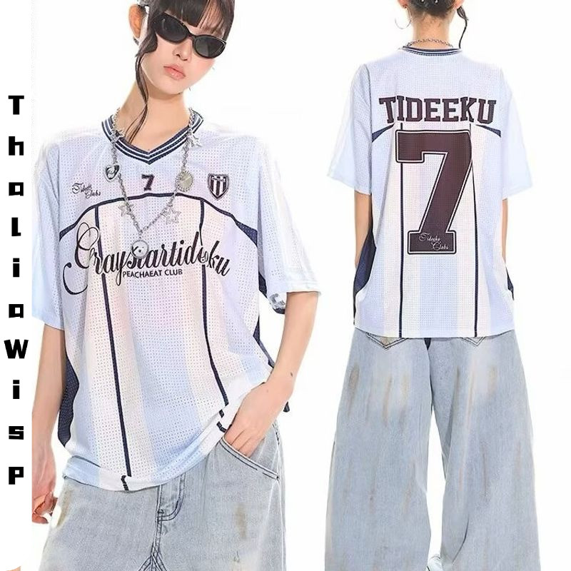 ThaliaWisp Áo Thun Nam American Retro Digital 7 In Hình Mùa Hè Thể Thao Mới Top