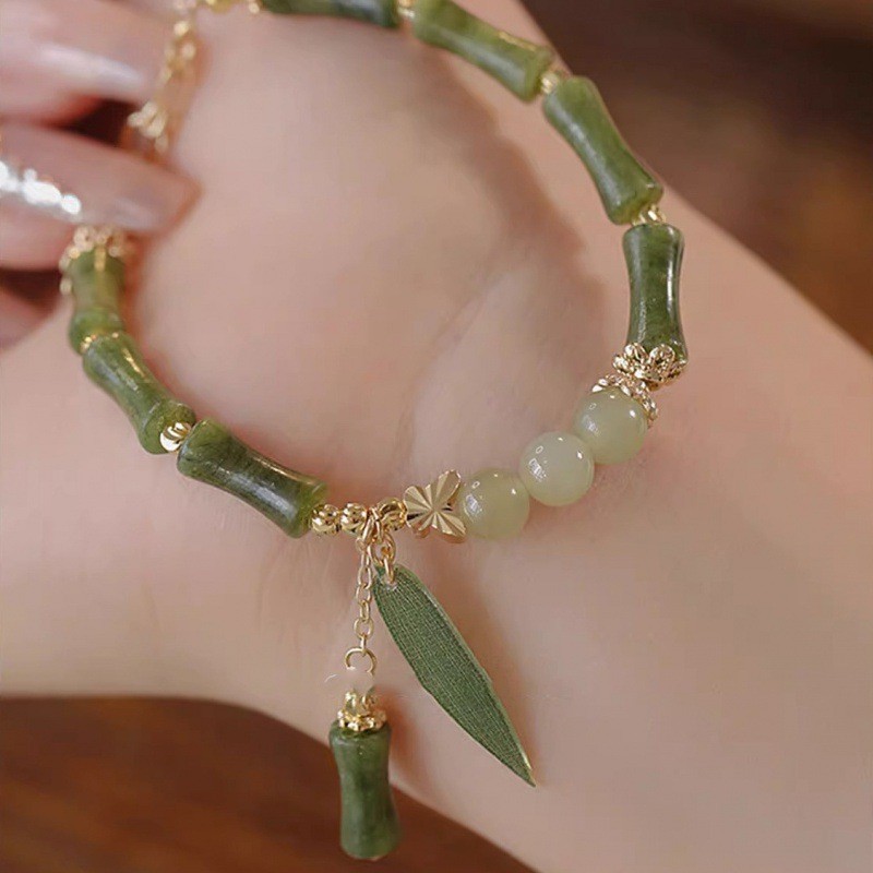 Vòng tay nút tre lá tre kiểu Trung Quốc cho phụ nữ, quà tặng cho bạn thân, thiết kế niche Ins, nguồn vòng tay retro cao cấp