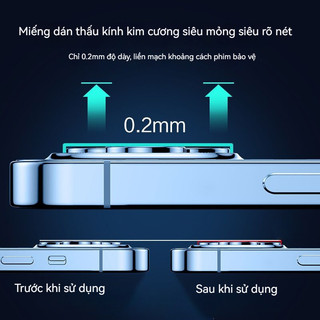 Kính bảo vệ camera iPhone 9H full keo trong suốt cho iPhone 17 16 15 14 13 12 11 Series
