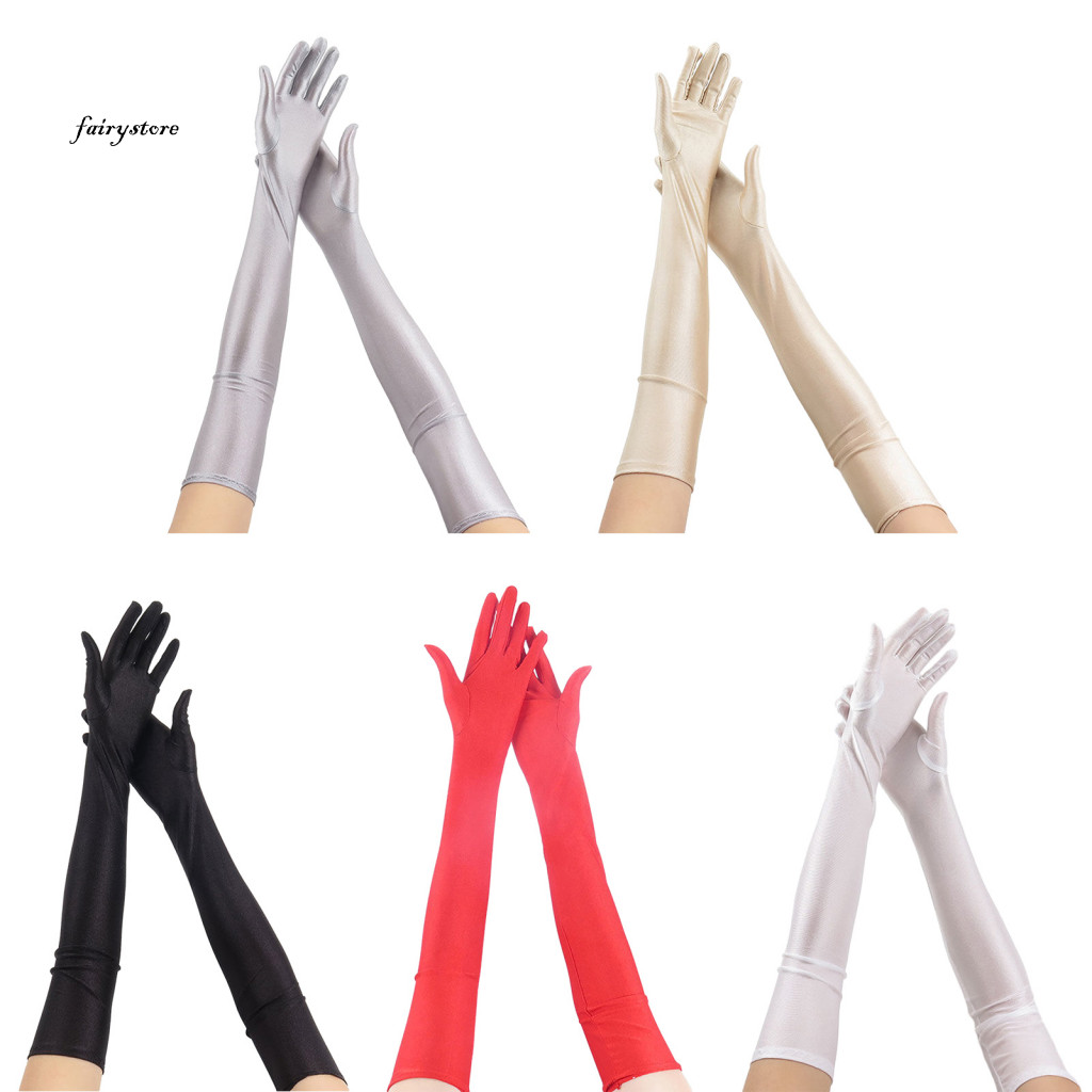 Fairystore| Găng tay co giãn Găng tay dạ hội Găng tay dài khuỷu tay thanh lịch cho bữa tiệc cưới Hiệu suất Cosplay