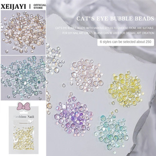 250PCS charm tròn mắt mèo phân cực, hạt trang trí móng tay, phụ kiện tiệm làm móng