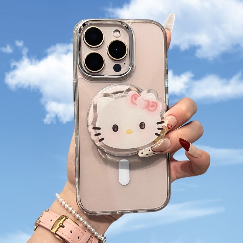 Hàn Quốc Dễ Thương Sanrio Hello Kitty 's Socket Magsafe Giá Đỡ Từ Tính Giá Đỡ Điện Thoại Grip Tok Hỗ Trợ Cho iPhone 16 15 Pro Max