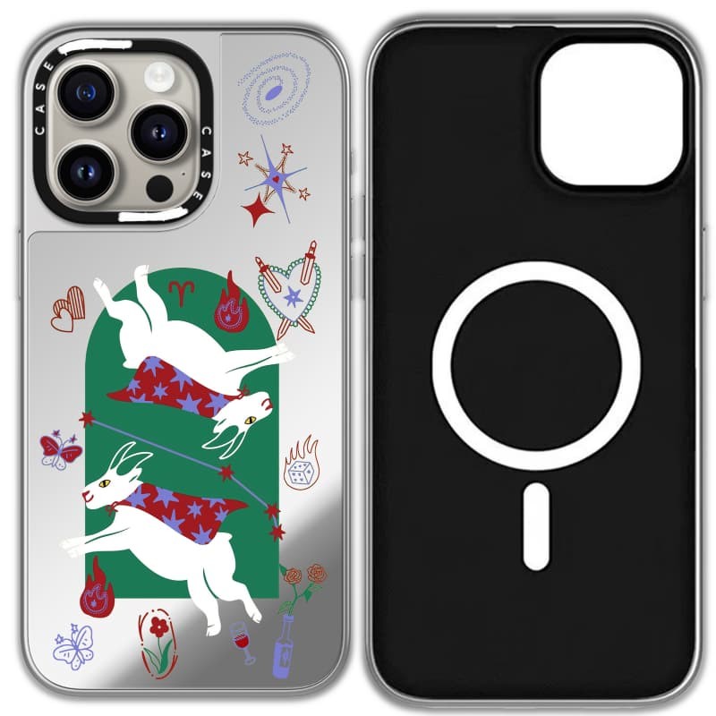 CASECASE X Bộ sưu tập Tử vi Bạch Dương Vỏ hút từ tính Vỏ IPhone Gương đen & bạc IPhone 16 15 14 13 12 Pro Max Plus Ốp lưng cứng có hộp khắc logo