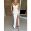Nữ Đầm Satin Bodycon Dài Spaghetti Dây Đeo Cổ Bò Chia Cao