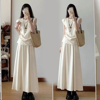 Bộ Đồ Thời Trang Áo Thun Tay Ngắn Ôm Sát Khí Chất Kiểu Pháp Mẫu Mới Mùa Hè Cho Nữ Áo Chân Váy Cạp Cao Bộ Hai Chiếc