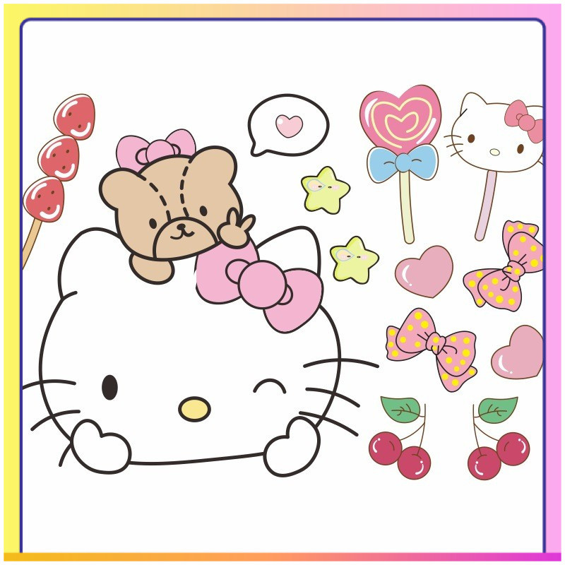 Hellokitty Miếng Dán Mèo KT Miếng Dán Tường Miếng Dán Chống Thấm Nước Miếng Dán Tủ Lạnh Miếng Dán Xe Máy Miếng Dán 3ZW9
