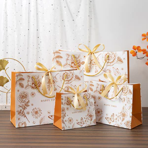 Túi giấy Happy Times trắng cam TU69 đựng quà sinh nhật, sự kiện, đồ lưu niệm cho bạn bè người thân