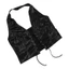Pealike Nữ Punk Không Tay Crop Dây Lưng Giả Da Ren Rỗng Áo Vest