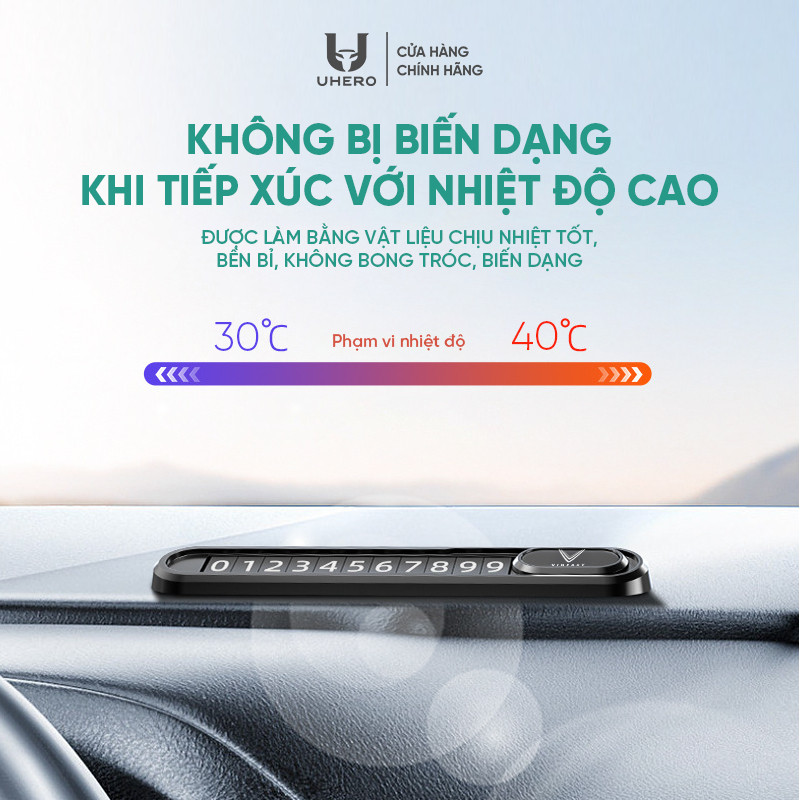Bảng số điện thoại ô tô UHERO BS02 gắn taplo, chất liệu bằng kim loại, số phát quang